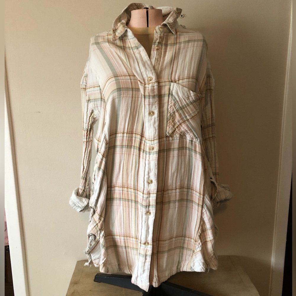 Free People Plaid Tunic Shirt